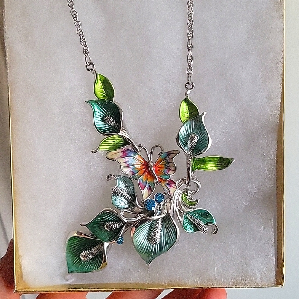 Statement Butterfly and Flower Necklace